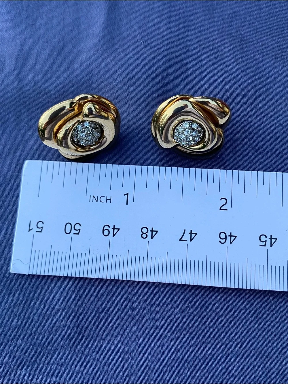 Crown Trifari Gold Floral Pavé Clip On Earrings - Women Jewelry